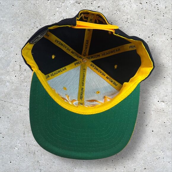 New York Snapback Hat Black Yellow Embroidered Spellout Premium Headwear - Picture 3 of 6